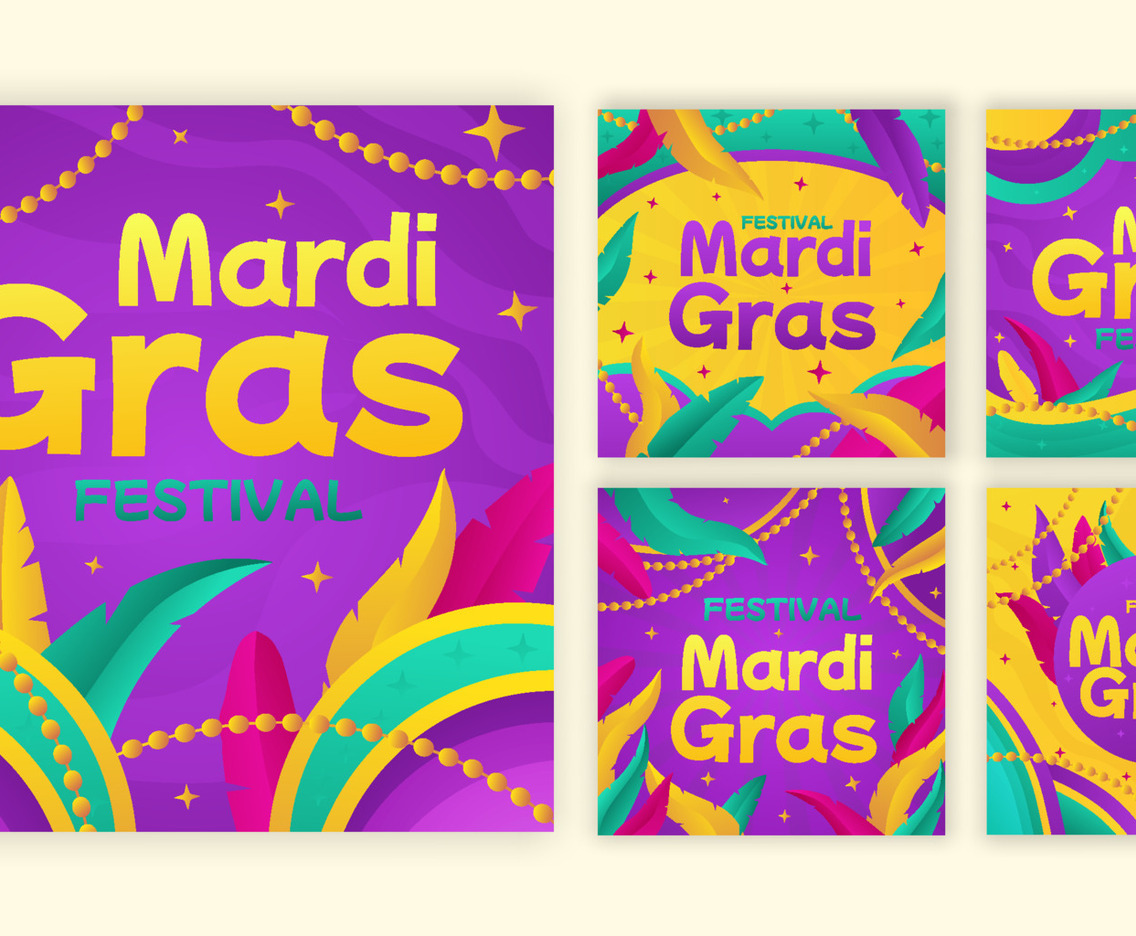 Banner Set of Mardi Gras Party