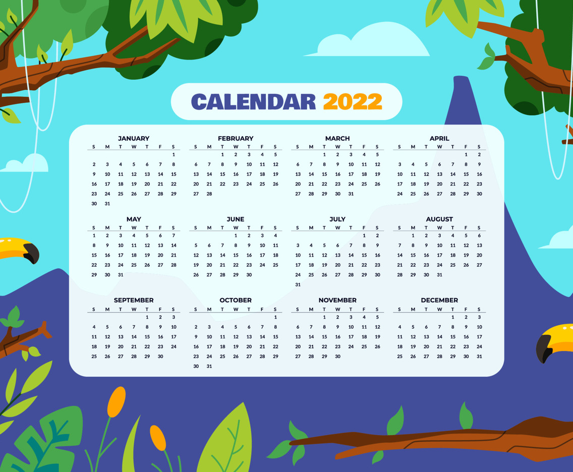Calendar of Year 2022 Jungle Concept