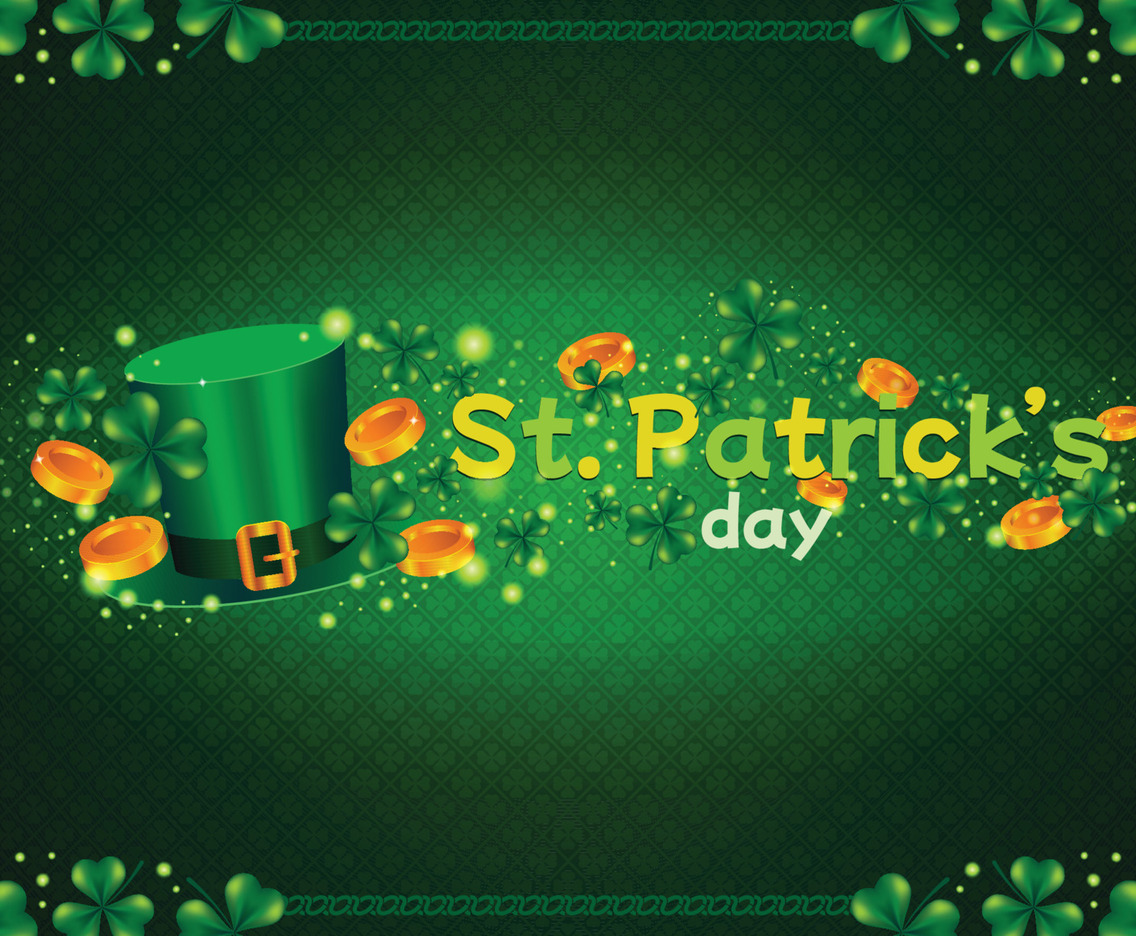 Saint Patrick's Day with Clover and Hat Background