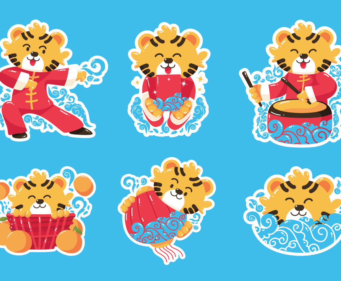 Year Of Water Tiger Sticker Collection