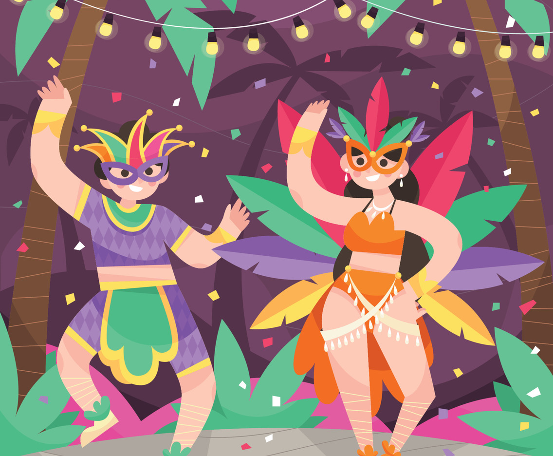 A Mardi Gras Carnival Couple Dancing