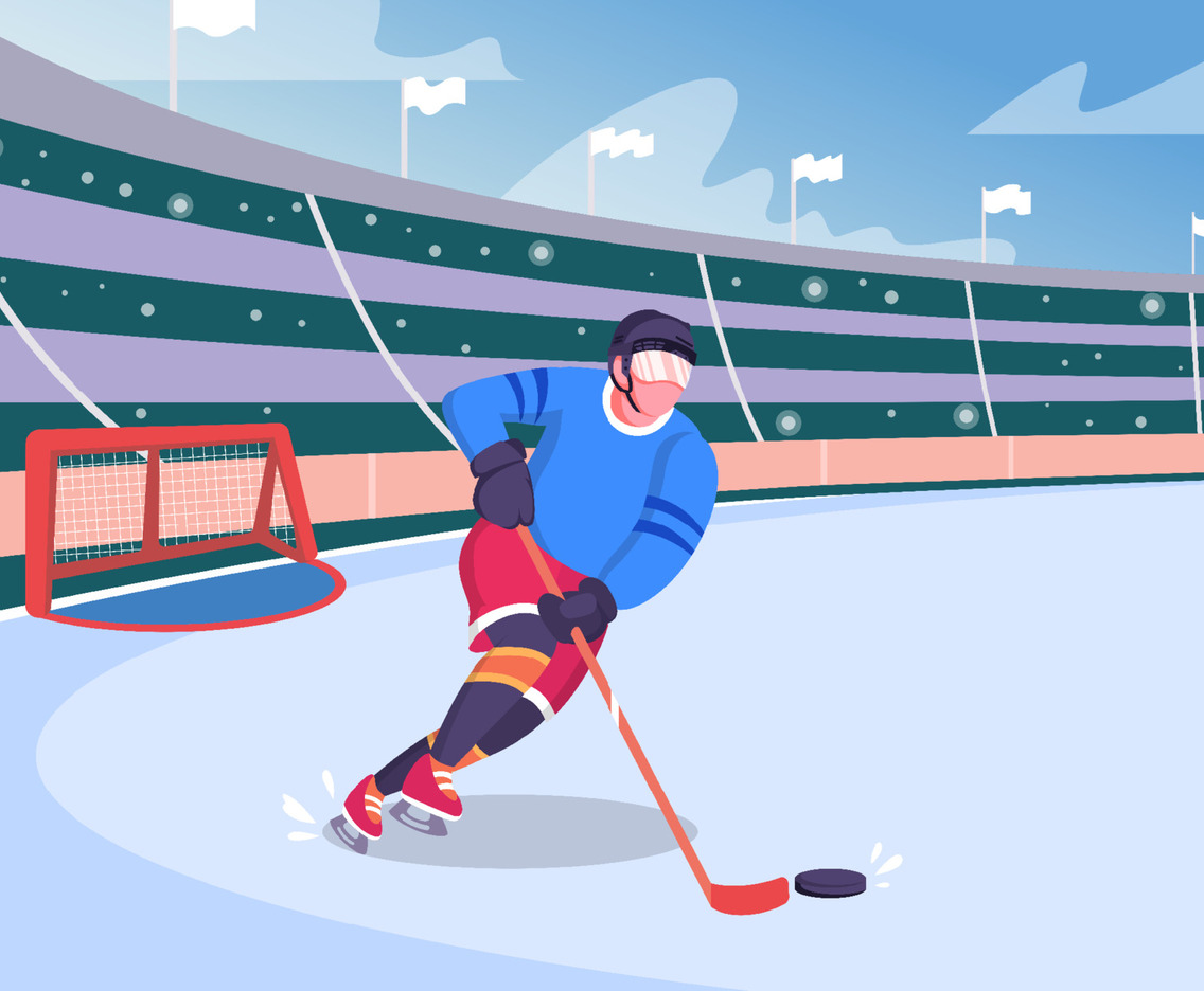 Athlete Plays Hockey at Stadium