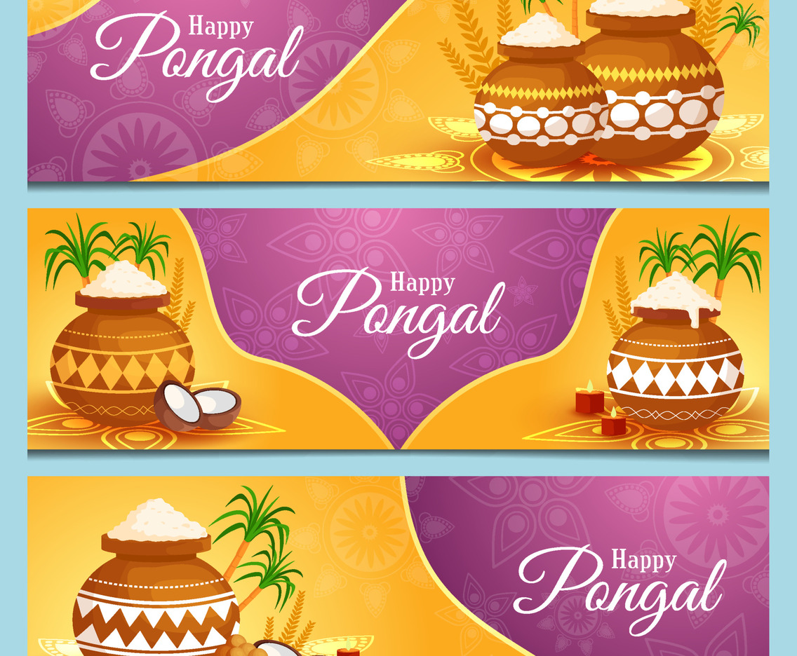 Happy Pongal Festivity Banner Set