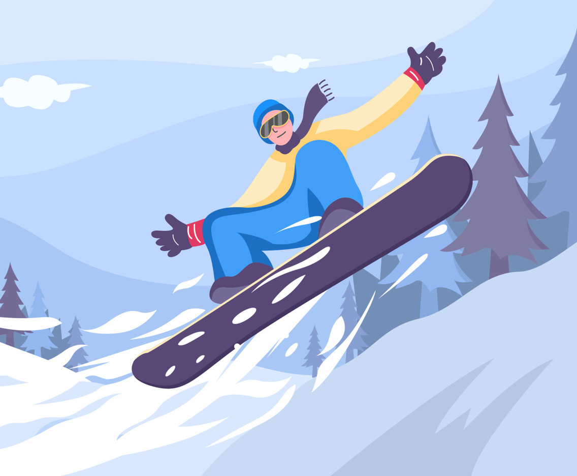Man Playing Snowboarding on Winter Season