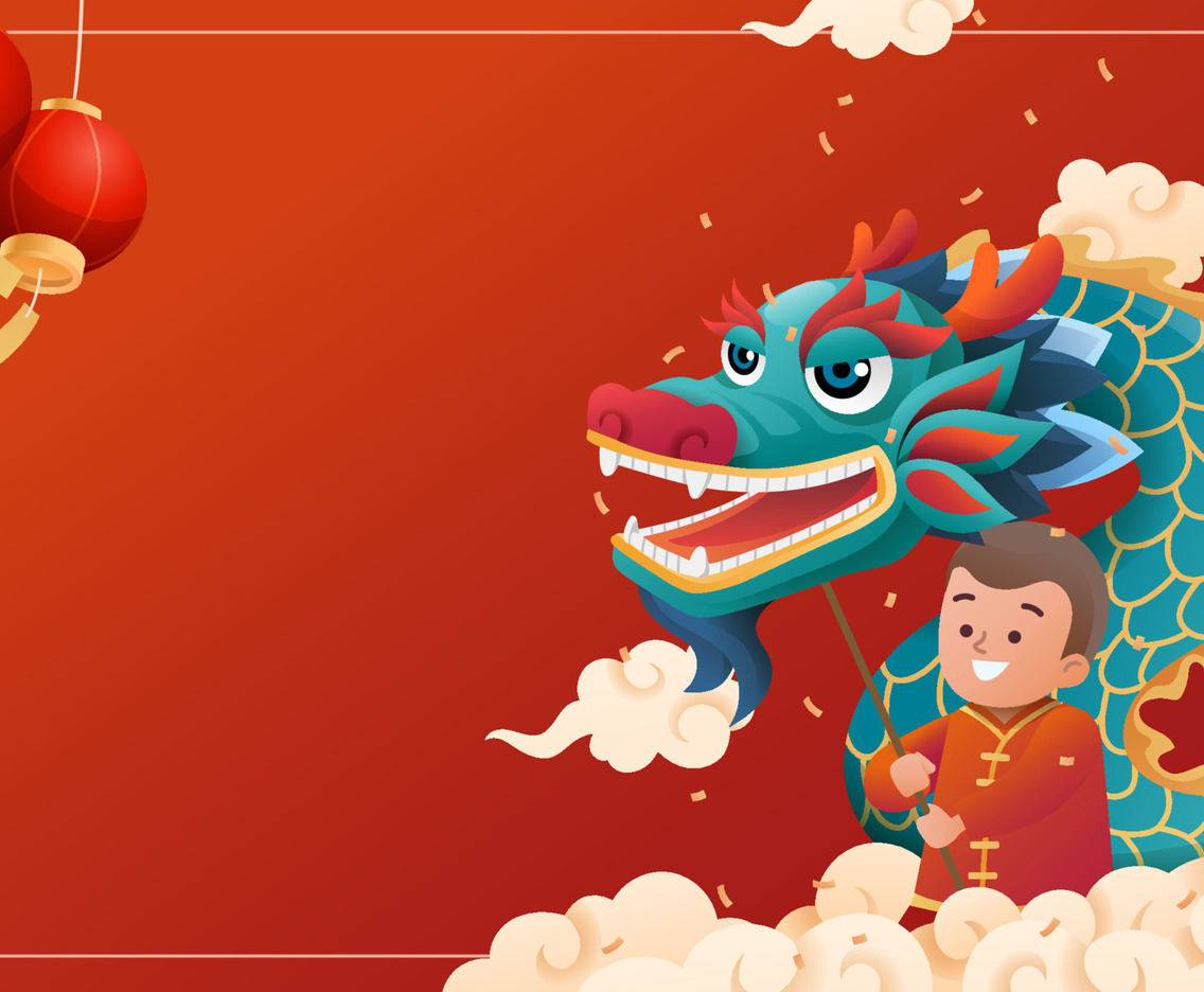 Chinese New Year With Dragon Dance Background