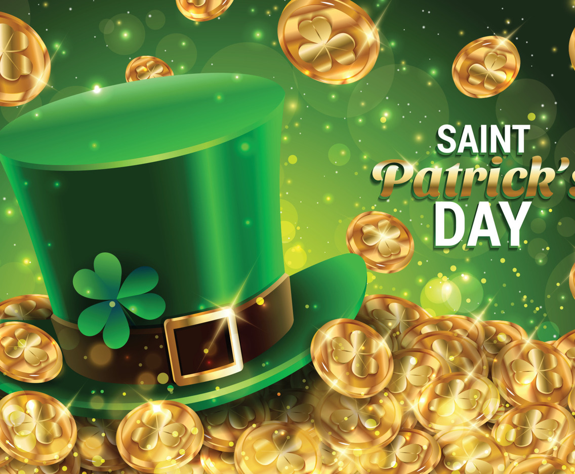 St Patricks Hat Concept with Golden Clover Coins