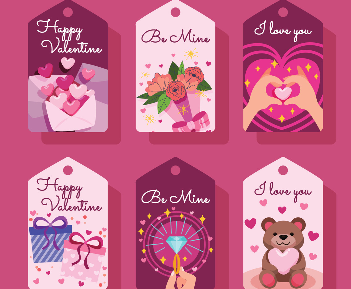 Romantic Valentine's Day Label Collection Set
