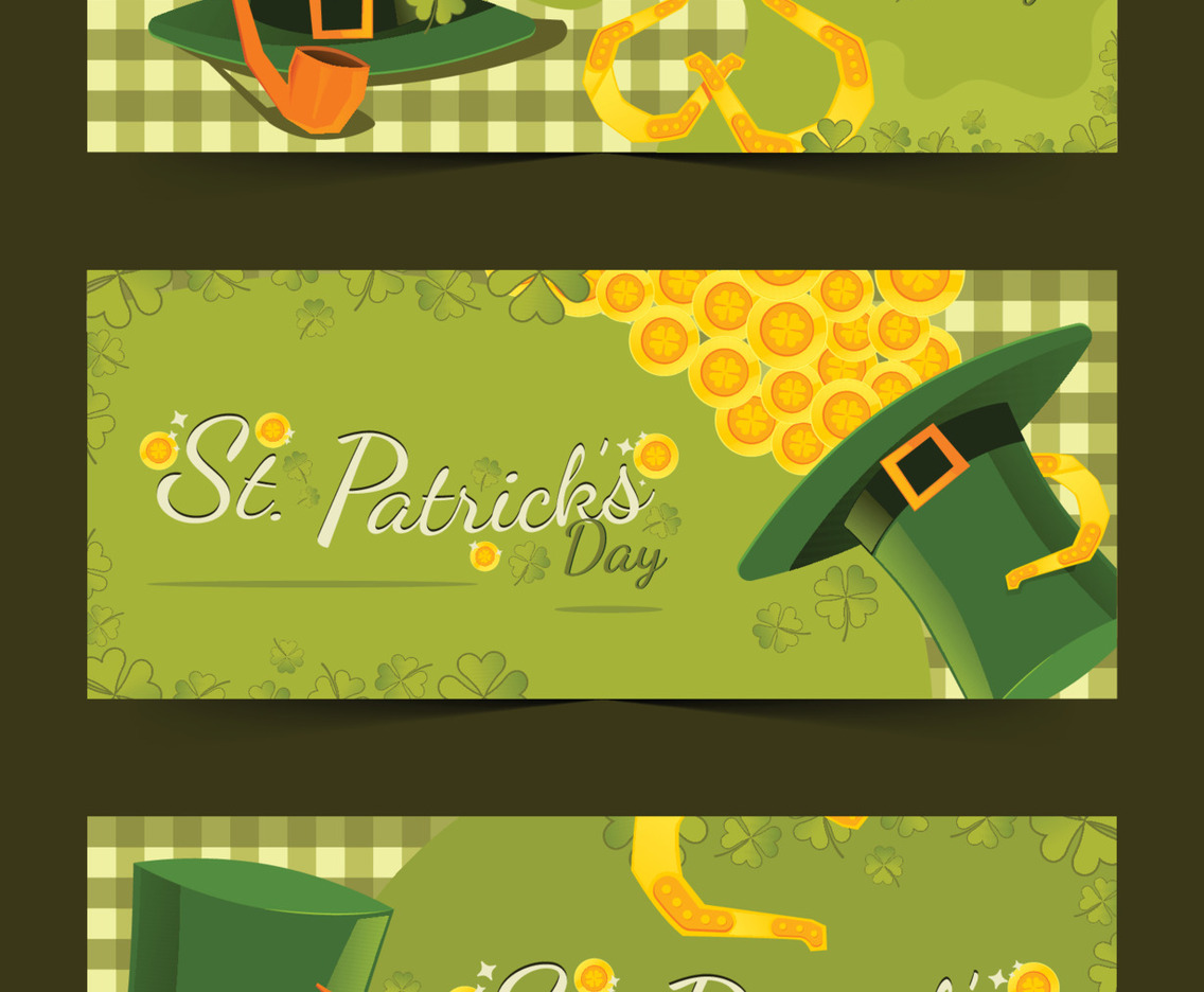 Saint Patrick's Day Hat Banner with Cartoon Style