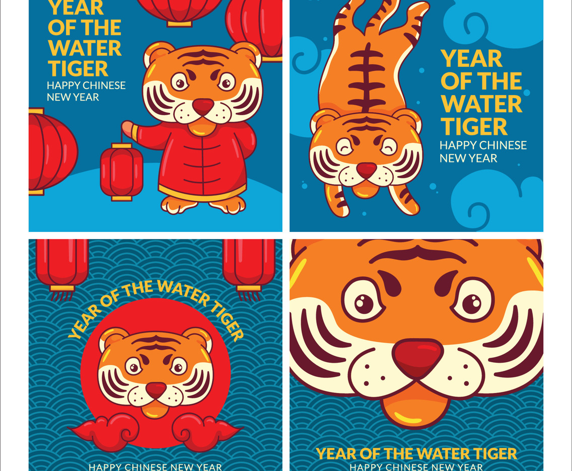 Set Of Chinese New Year Social Media Post Template