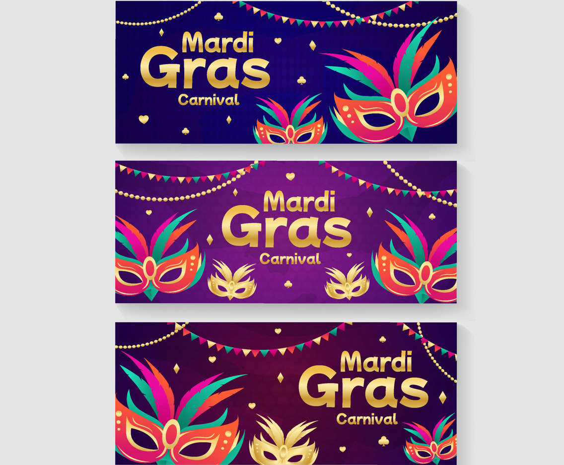 Banners Set of Mardi Gras Carnival