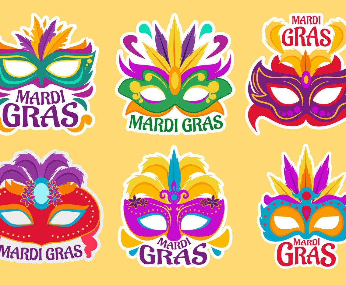 Mardi Gras Mask Sticker Collection