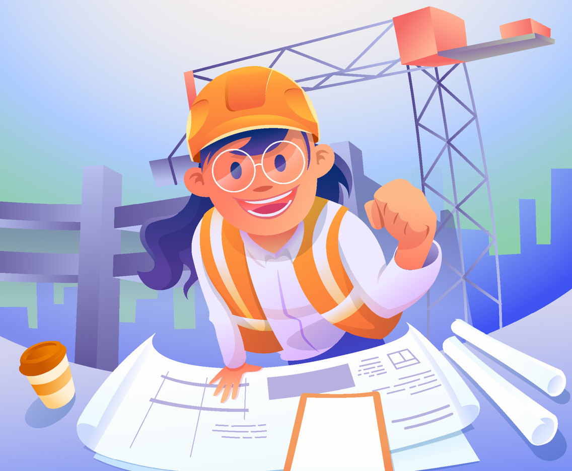 A Happy Female Engineer Working on Construction