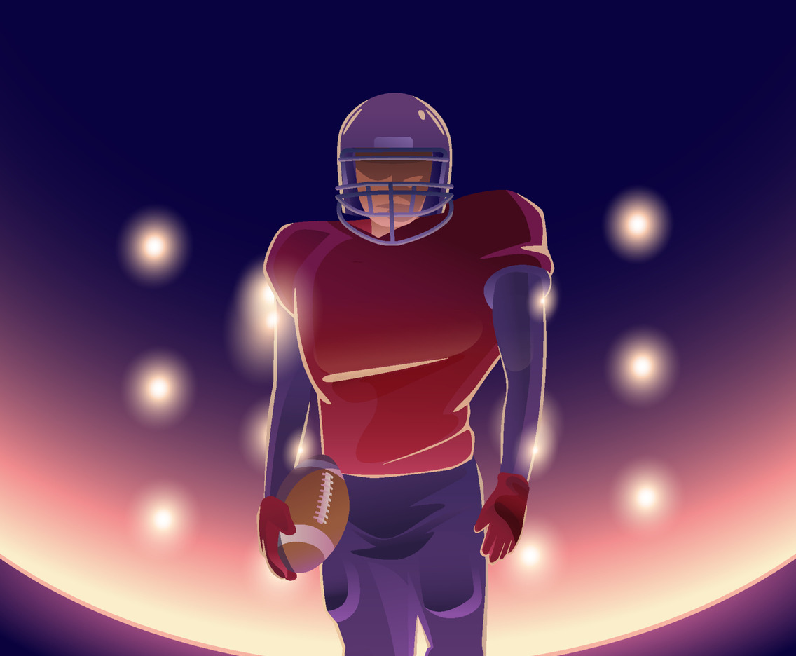 American Football Player Pose with Dramatic Lighting
