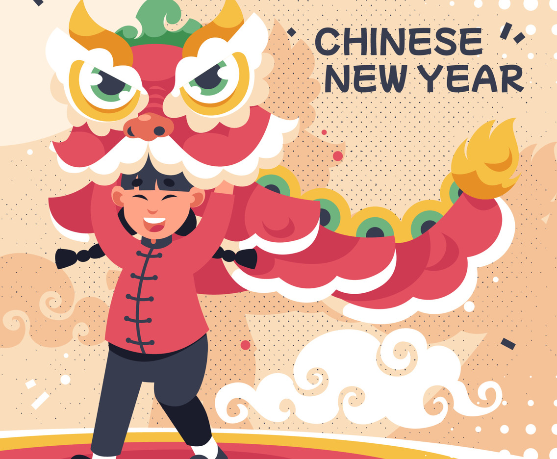 Lion Dance in Celebrating Chinese New Year