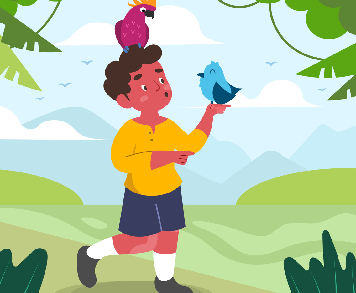 Children with Parrot Pets