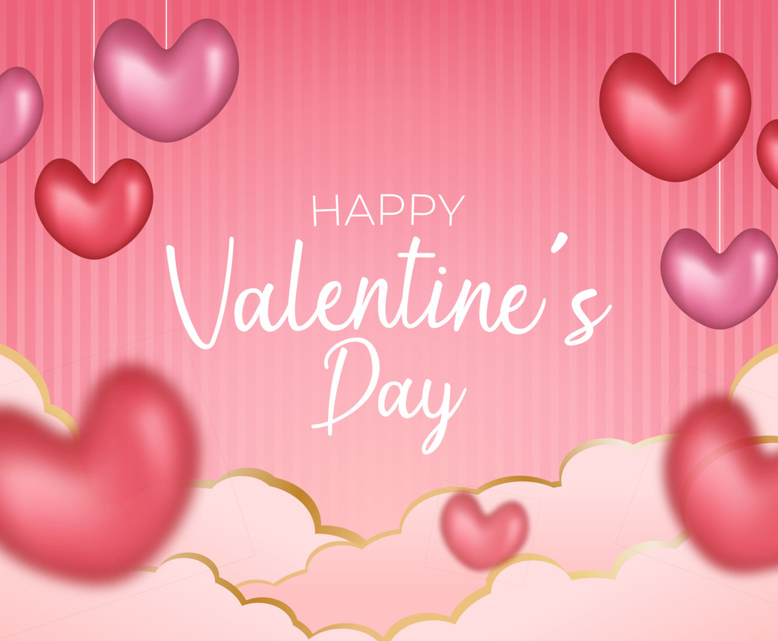 Happy Valentine Day Background with Cloud and Heart Shape