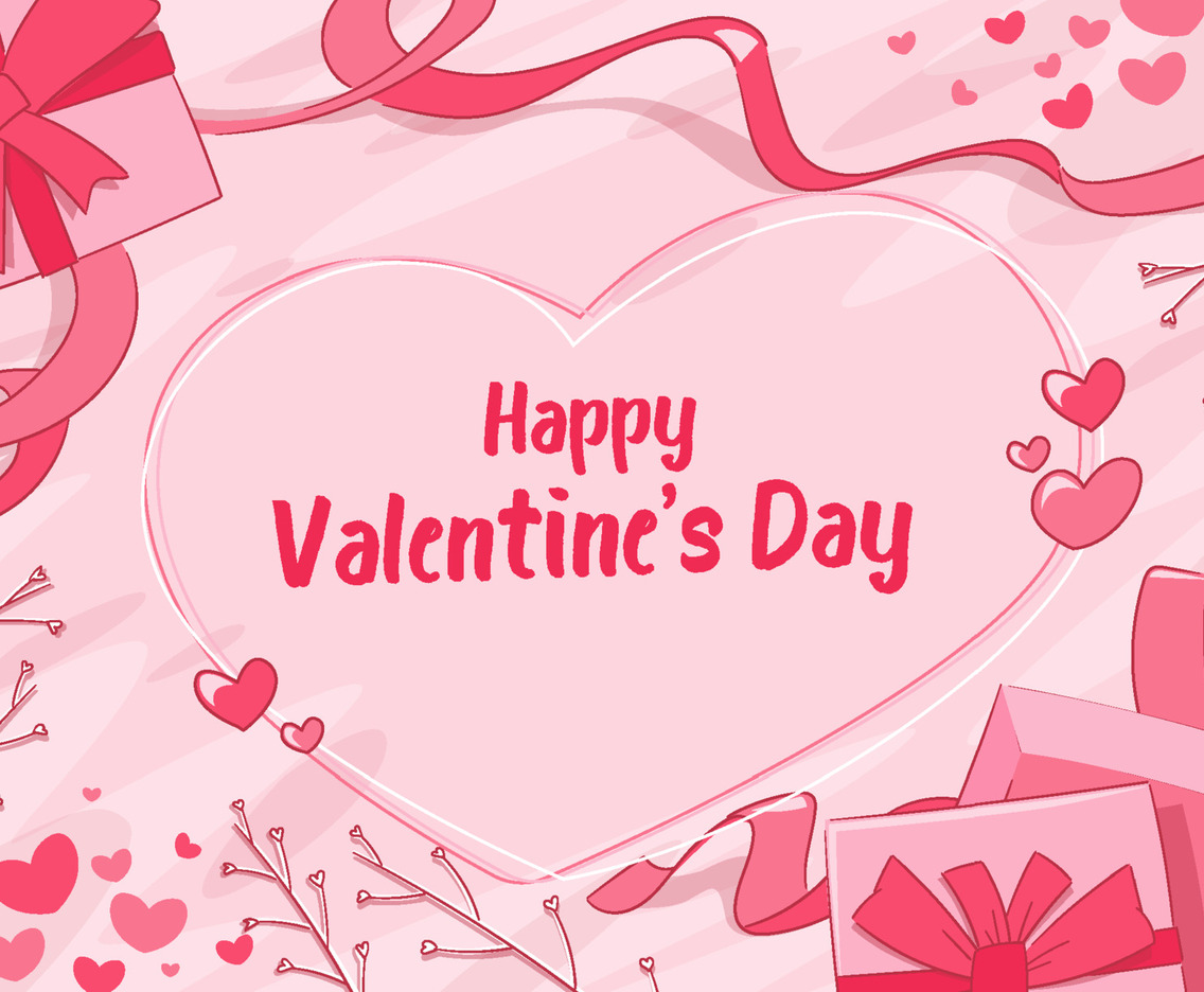 Valentine's Day Background with Gifts and Ribbon