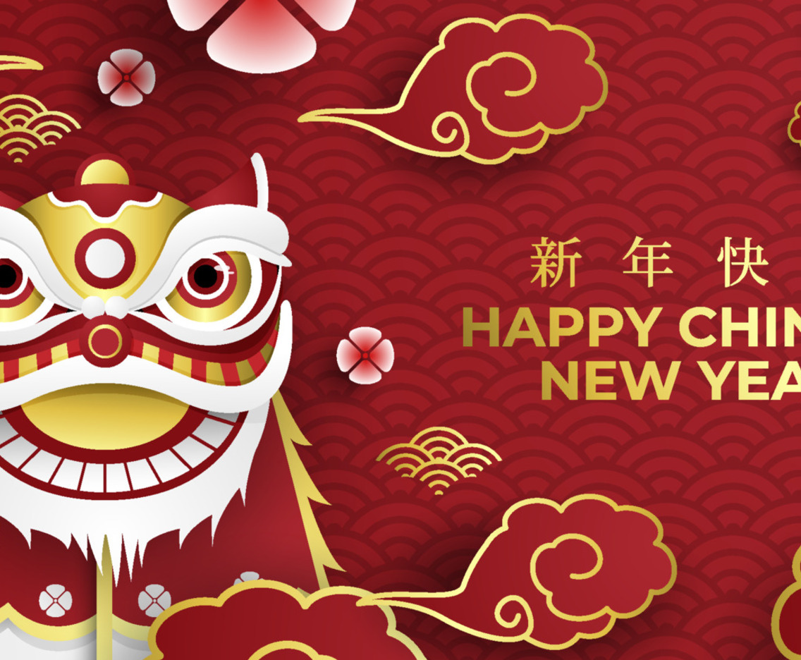 Chinese New Year Background with Lion Dance