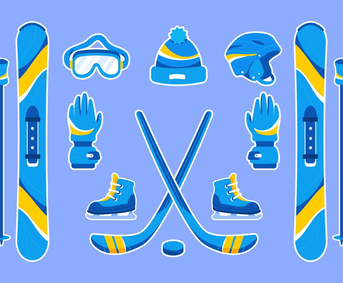 Winter Sport Equipment Sticker Set