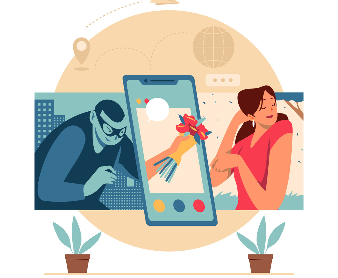 Online Dating With Scammer Concept