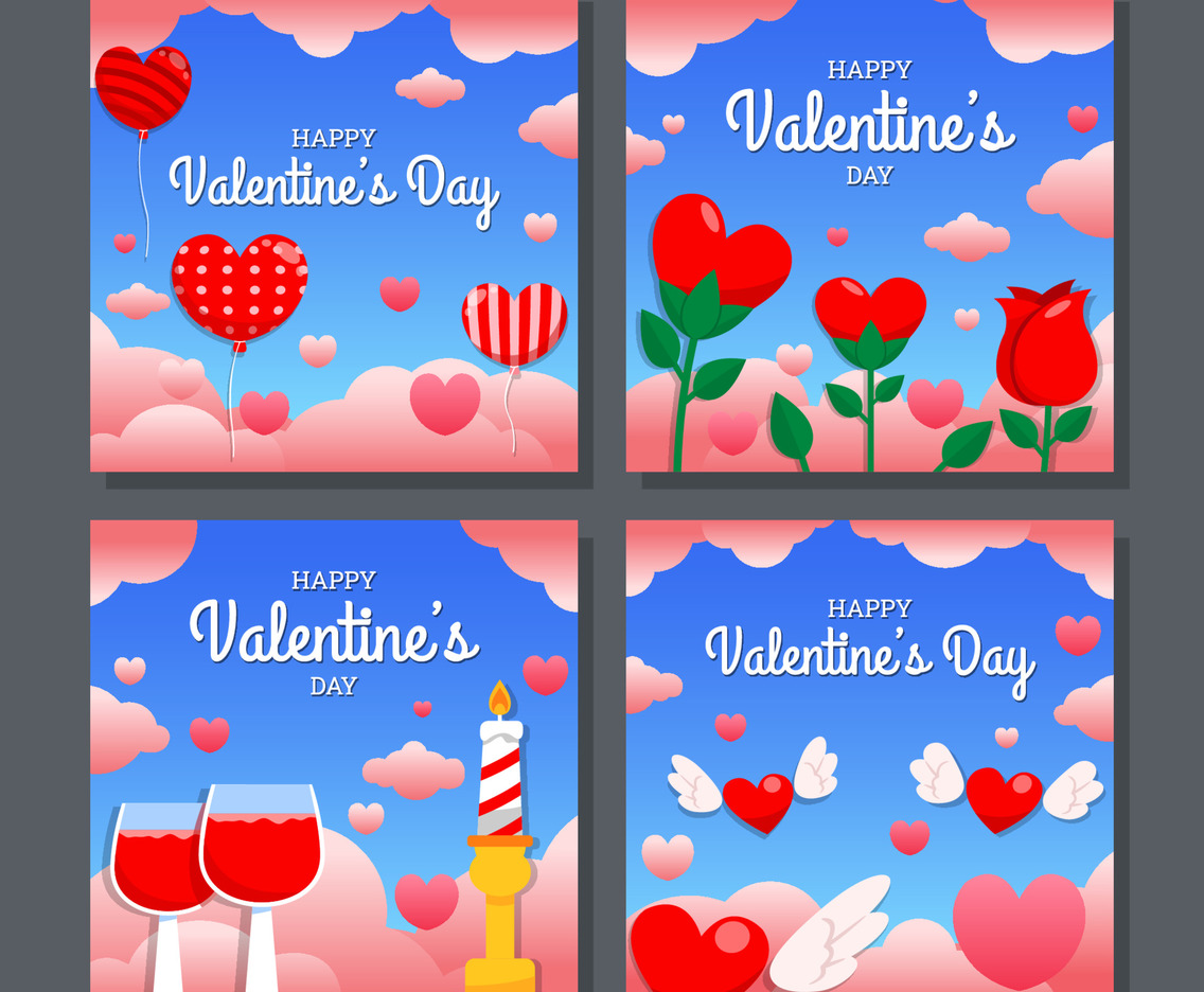 Love Card Set For Valentine's Day