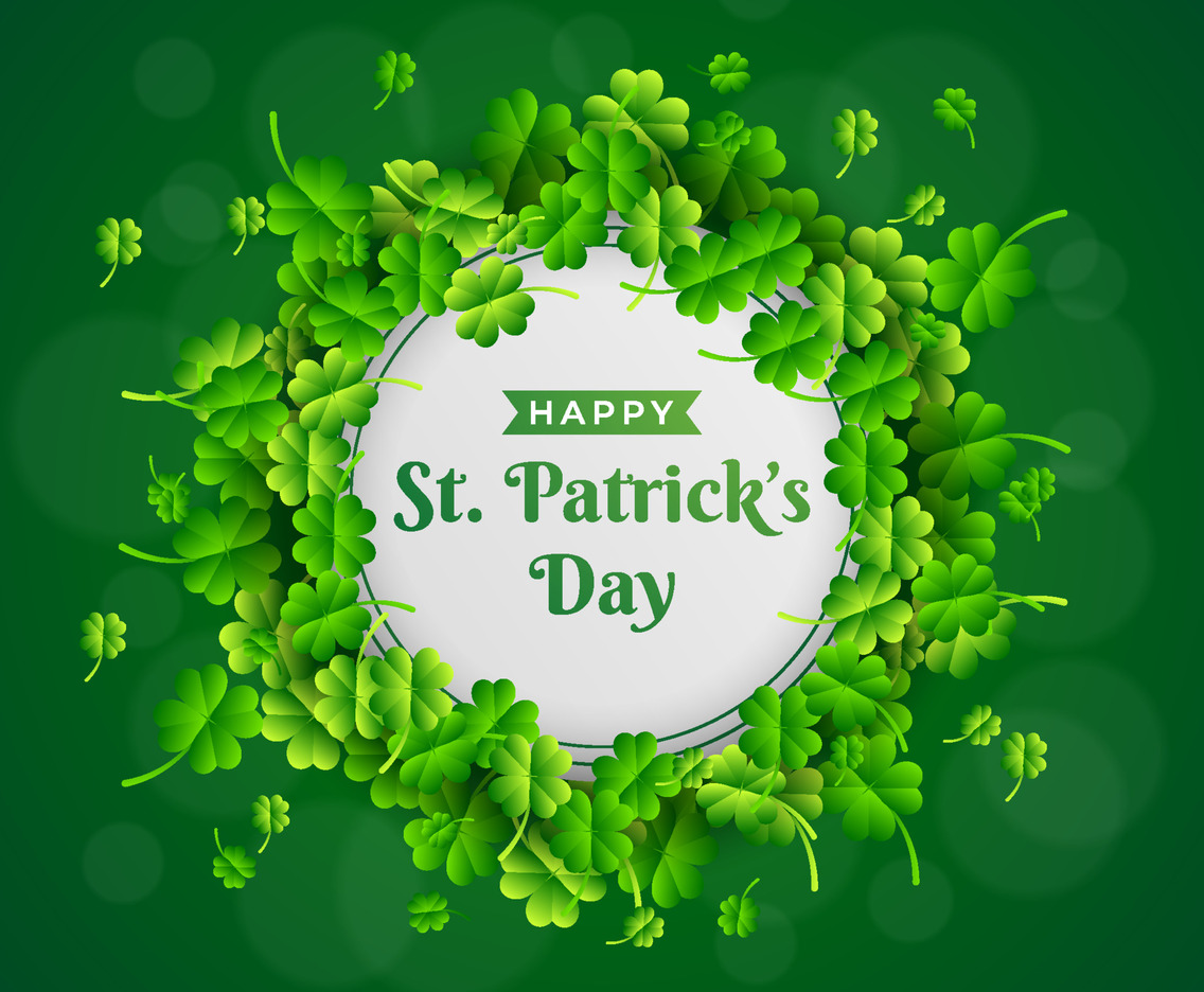 St. Patrick's Day Background with Shamrock Leaves