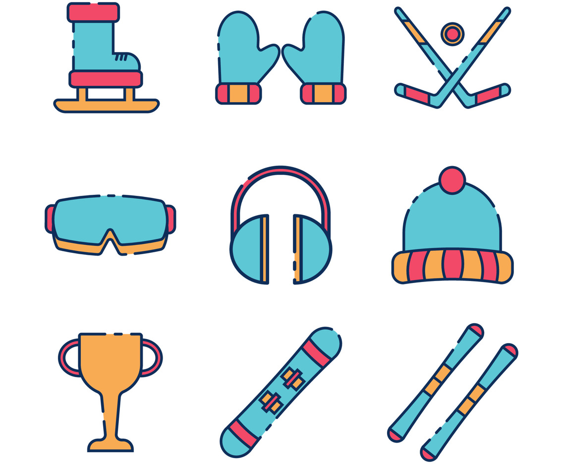 Icon Set of Winter Sport Equipment