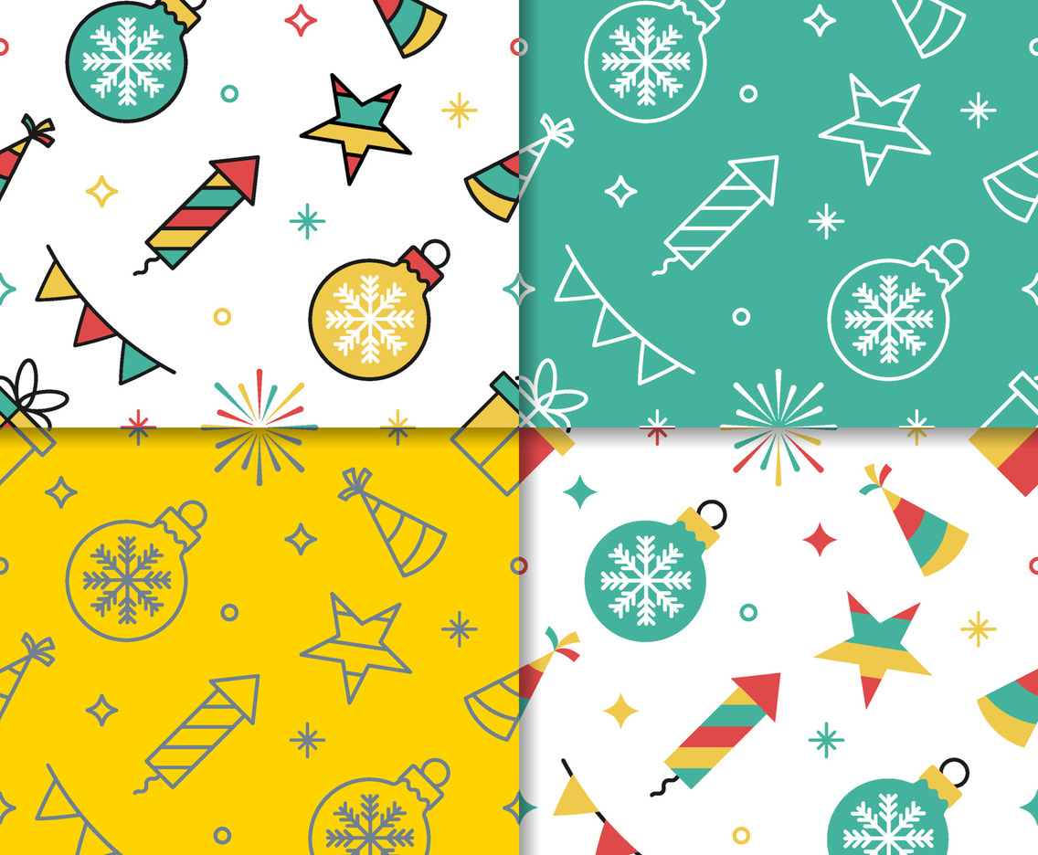Seamless Pattern of New Year Theme vector Background.