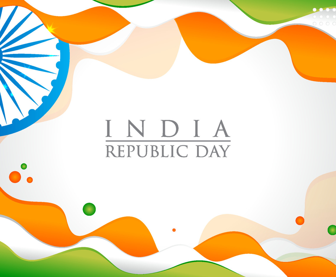 India Republic Day with Waving Tricolor Flag Background