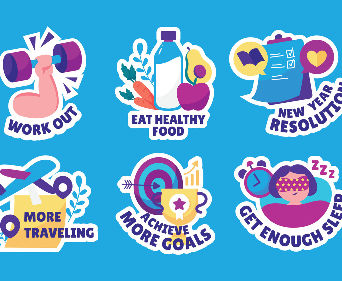 New Year Resolution Sticker Set