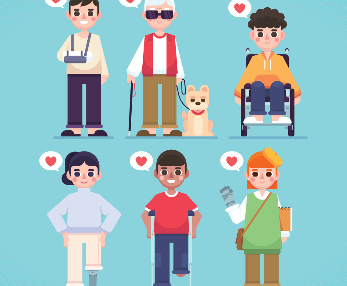 Set of Disabled People Characters