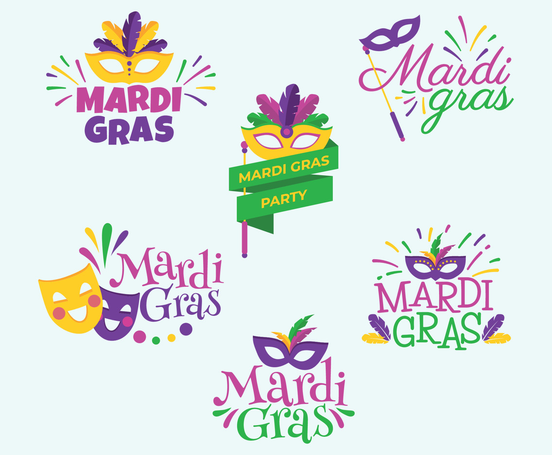 Set of Mardi Gras Mask Sticker