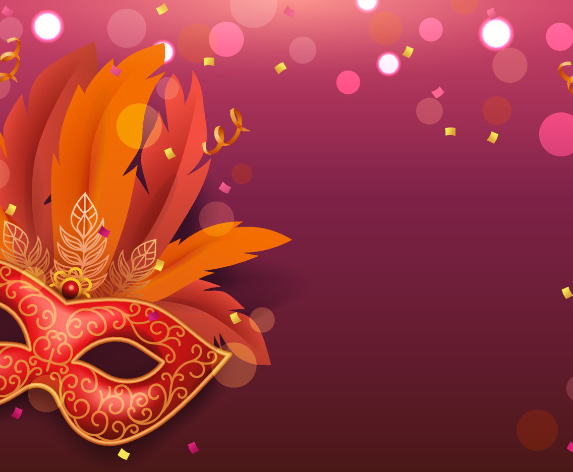 Mardi Gras With Mask And Confetti Background