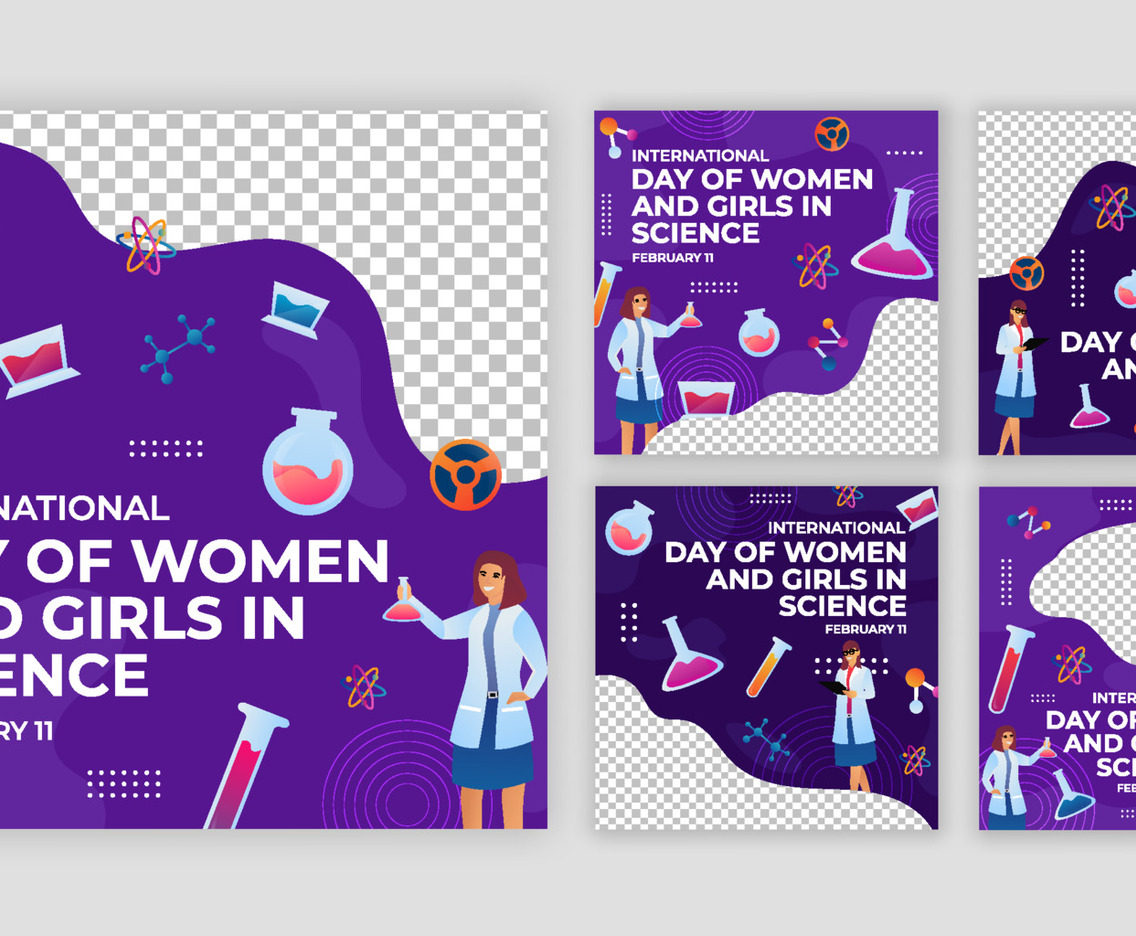 Set of Women Science Social Media Post