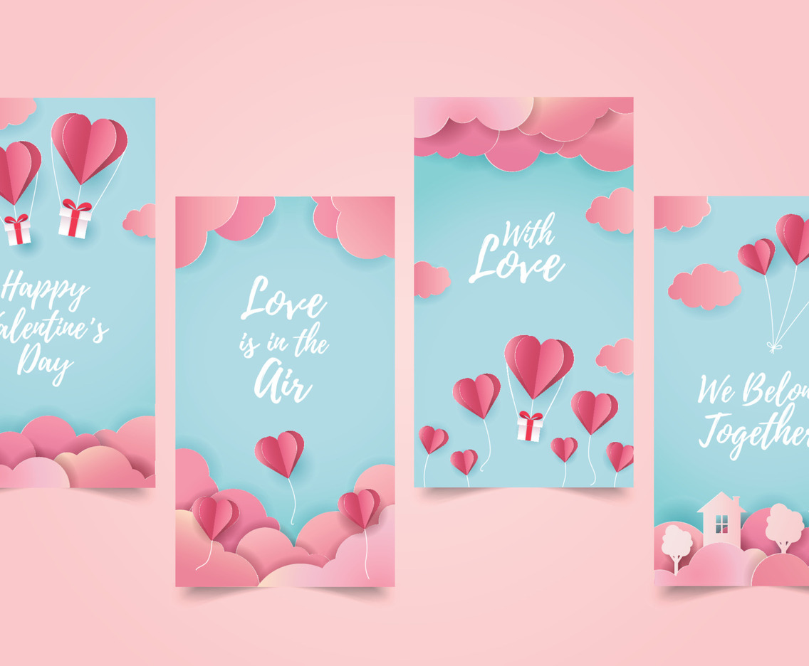 Valentine's Day Social Media Story in Paper Craft Style