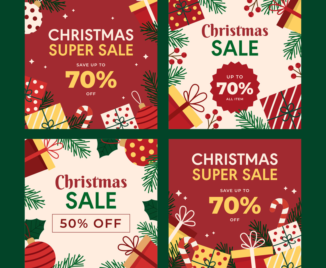 Christmas Sale Banner Set for Social Media