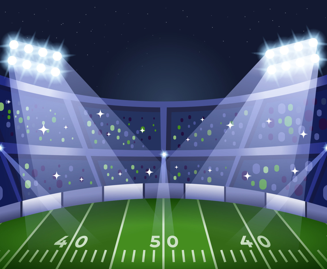 Crowded Superbowl Stadium At Night Vector Art & Graphics