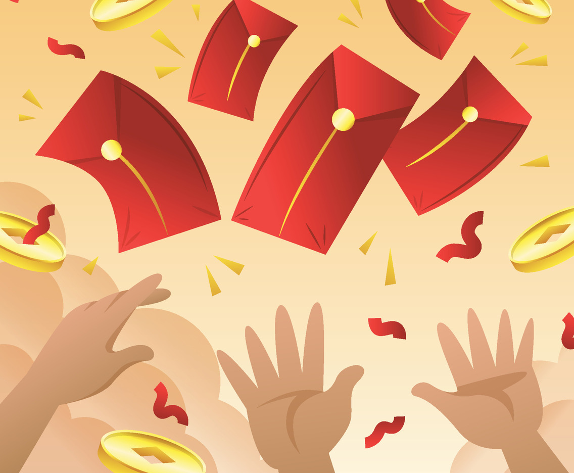 Red Packet and Coin Flies in the Sky