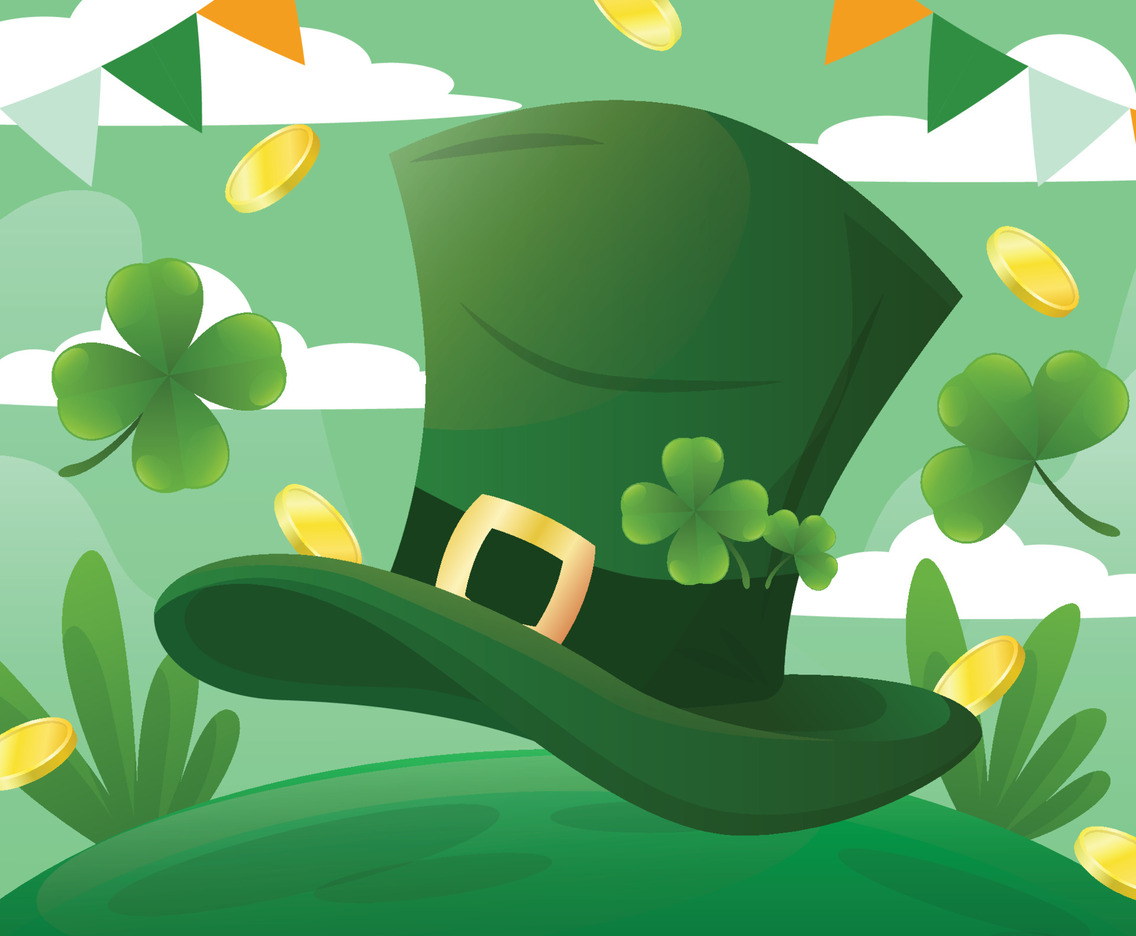 Saint Patrick's Hat and Clover Leaves