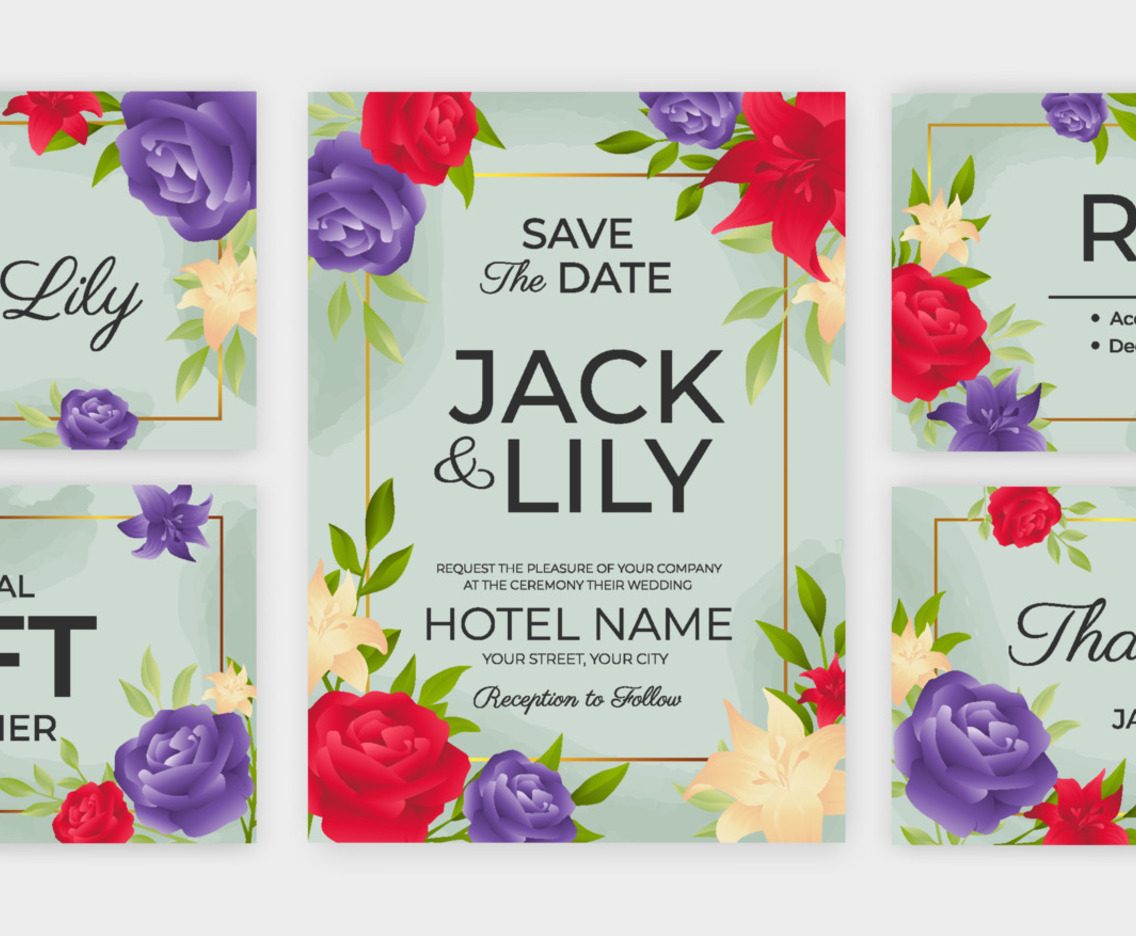 Wedding Invitation Template of Rose Lily
