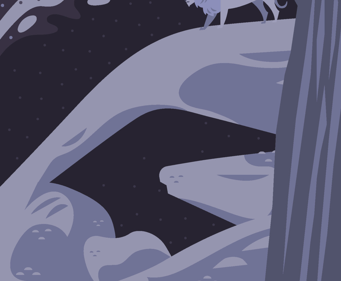 Lion on the Cliff at Night