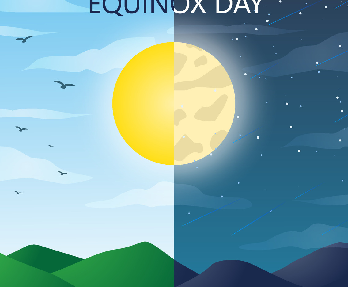 Equinox Day Concept with Moon and Sun