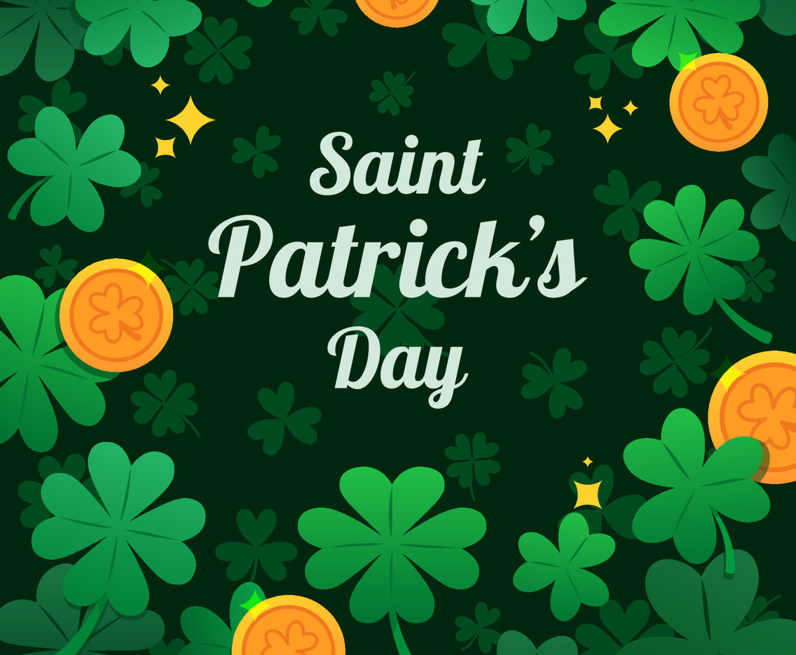Leaves Of Shamrock And Golden Coins