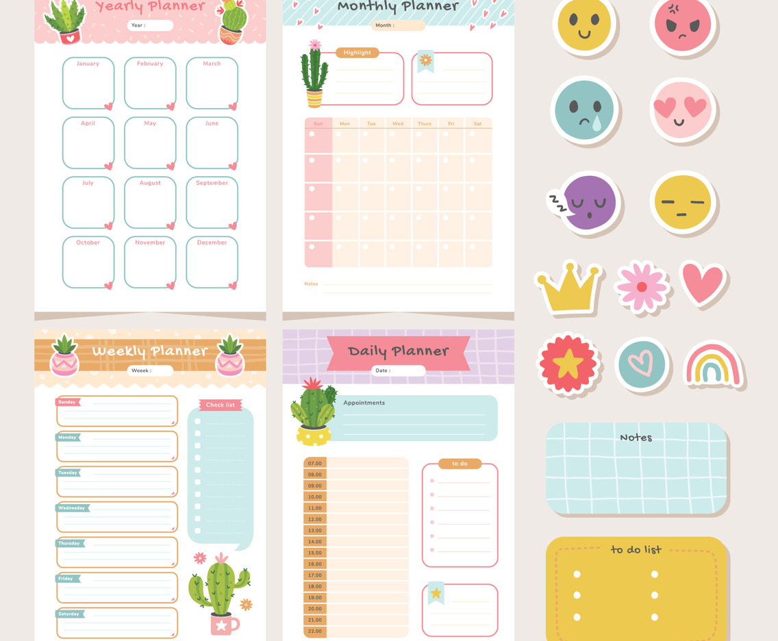 Cute Cactus Theme Journal Template