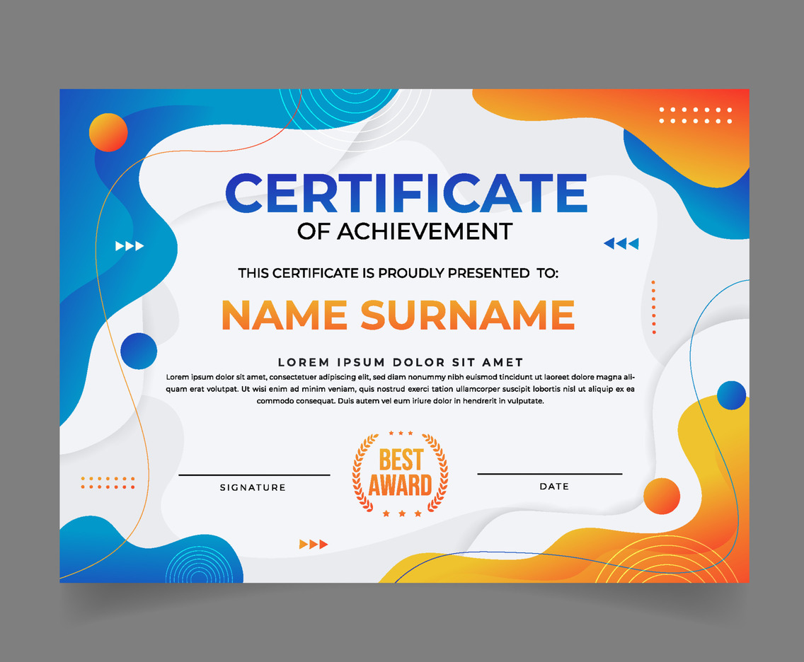Certificate Template with Modern Wave