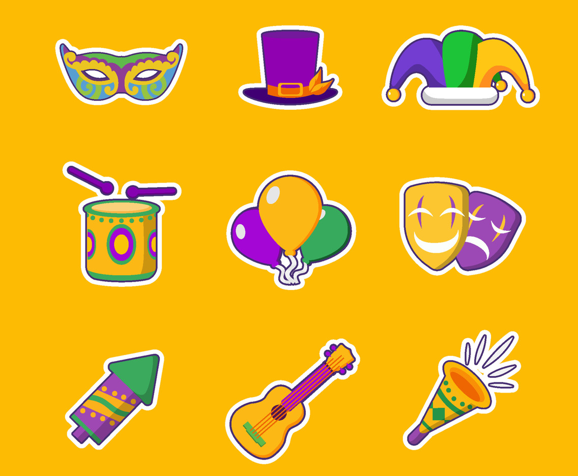 Mardi Gras Carnival Icon Set