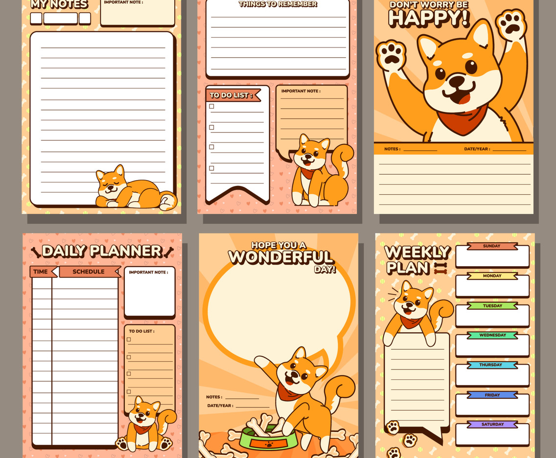 A5 Cute Shiba Dog Template Journal