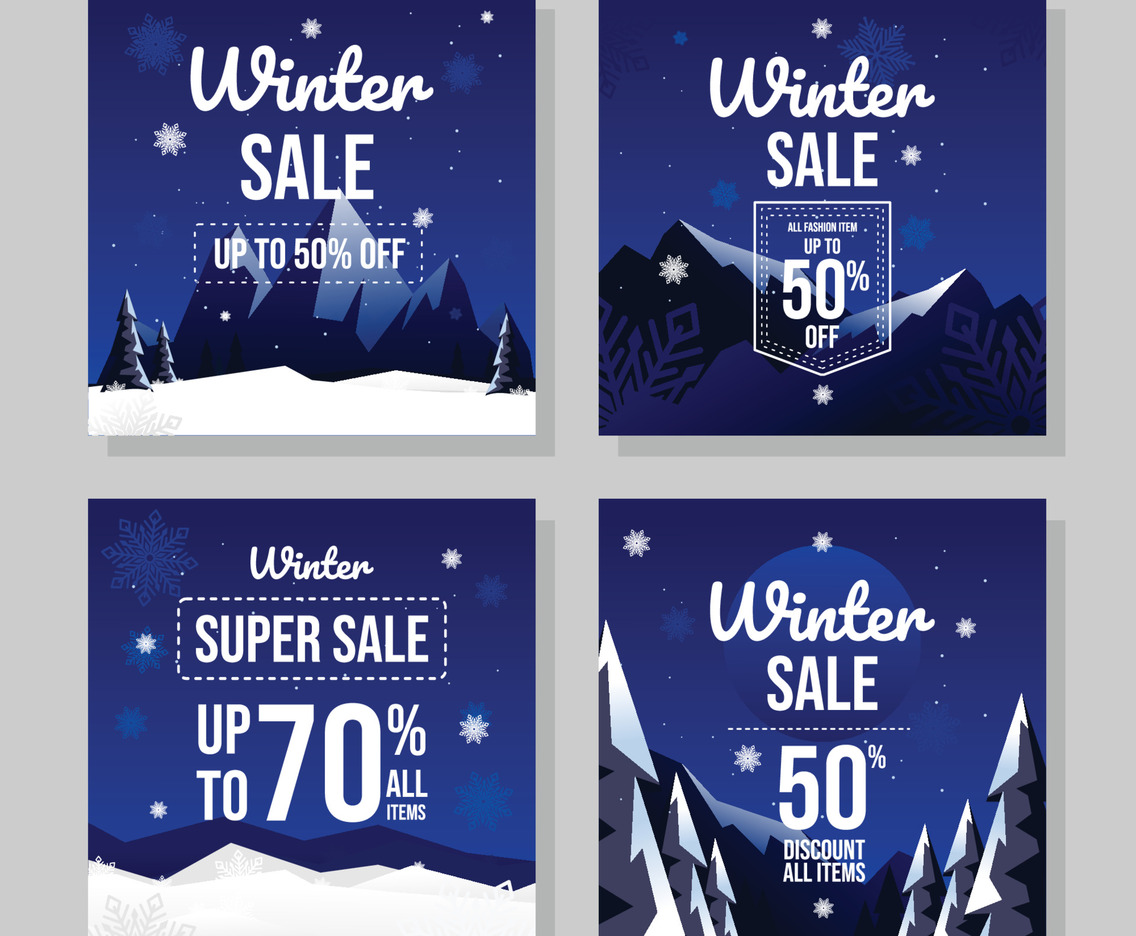 Set of Winter Sale Social Media Posts