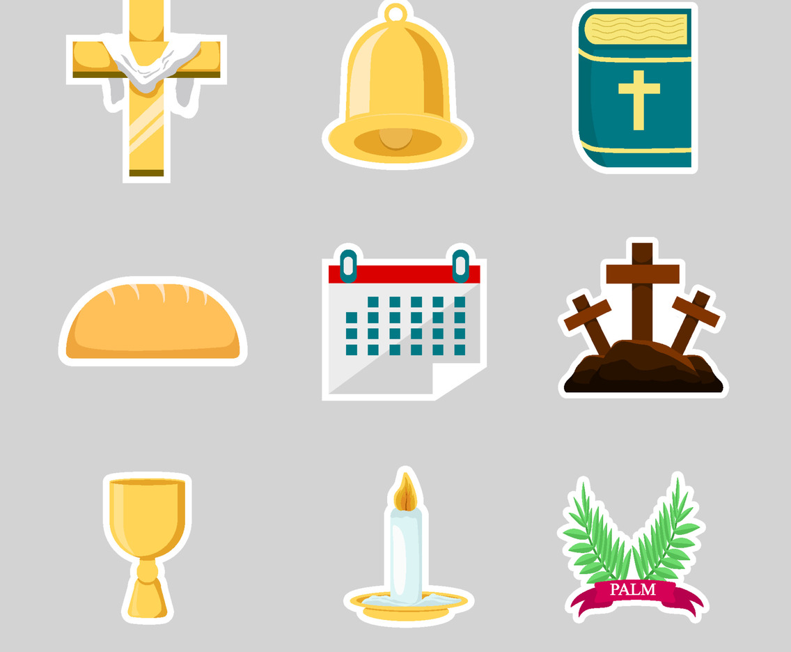 Sticker Set of Palm Sunday