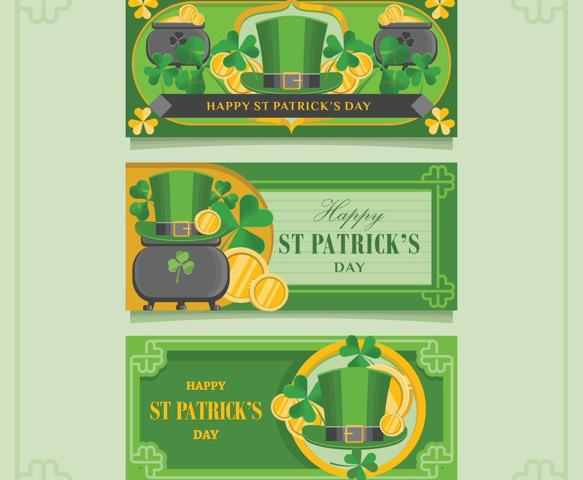 St Patrick's Day Hat and Clover Banner set